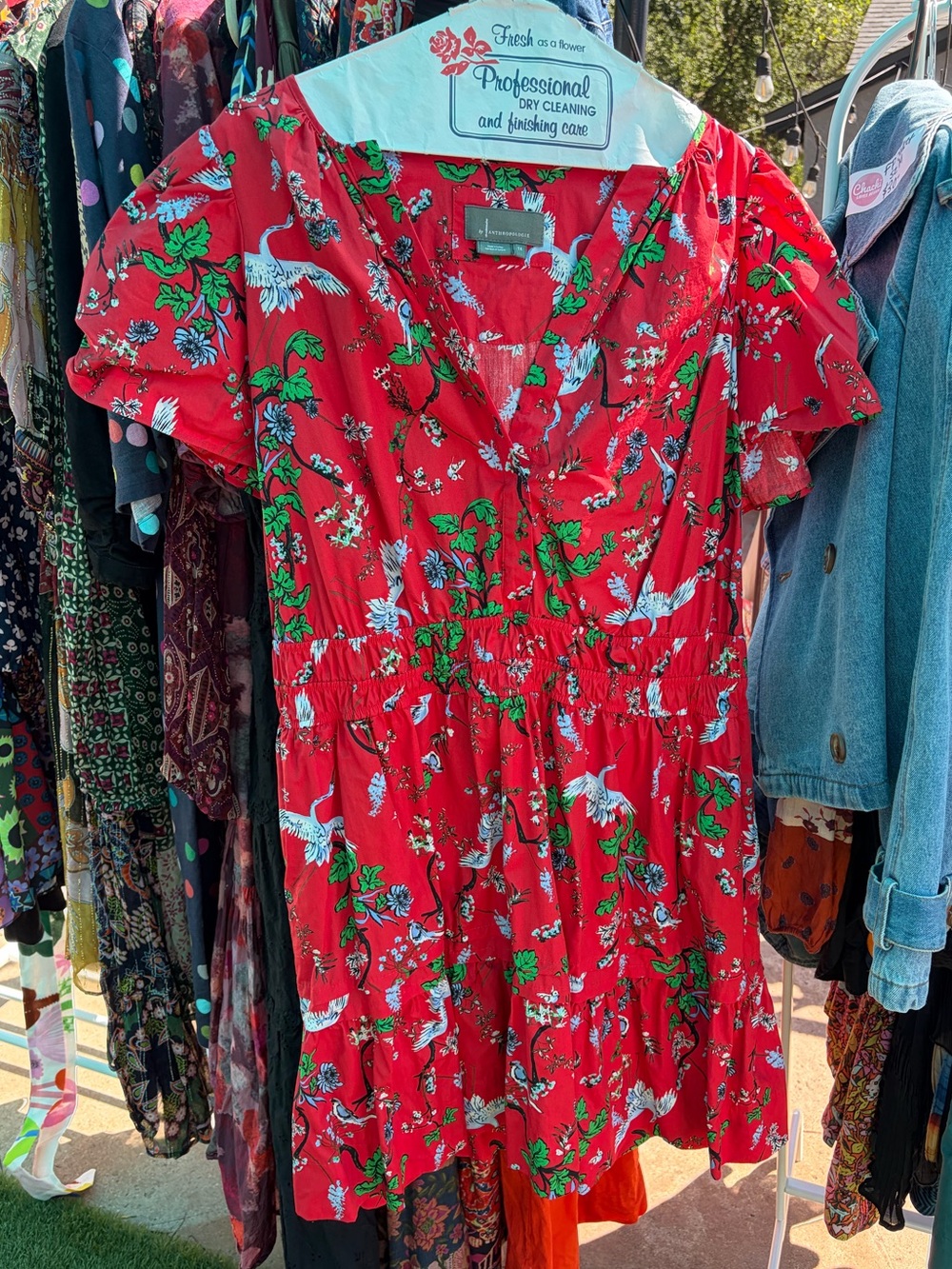 Anthropologie Somerset Red Floral Mini Dress - Picture 2 of 3